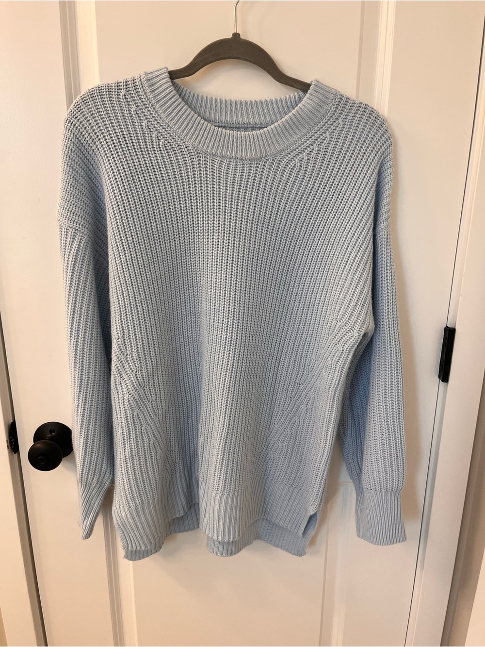 SO Light Blue Ribbed Knit Crewneck Sweater - Juniors